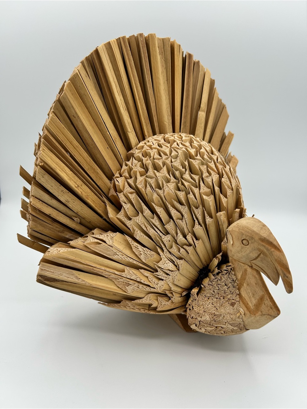 Corn Husk Turkey Wood Folk Art Harvest Thanksgiving Fall Figure Decor